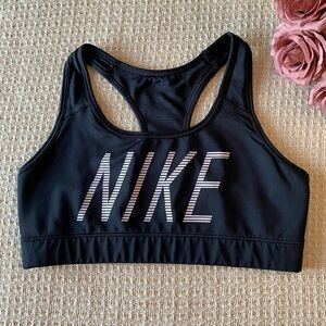 Nike Black Sports Bra Medium Racerback Logo Activewear